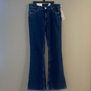 H&M Dark Blue Flare Women's Jeans Regular Fit High Waist